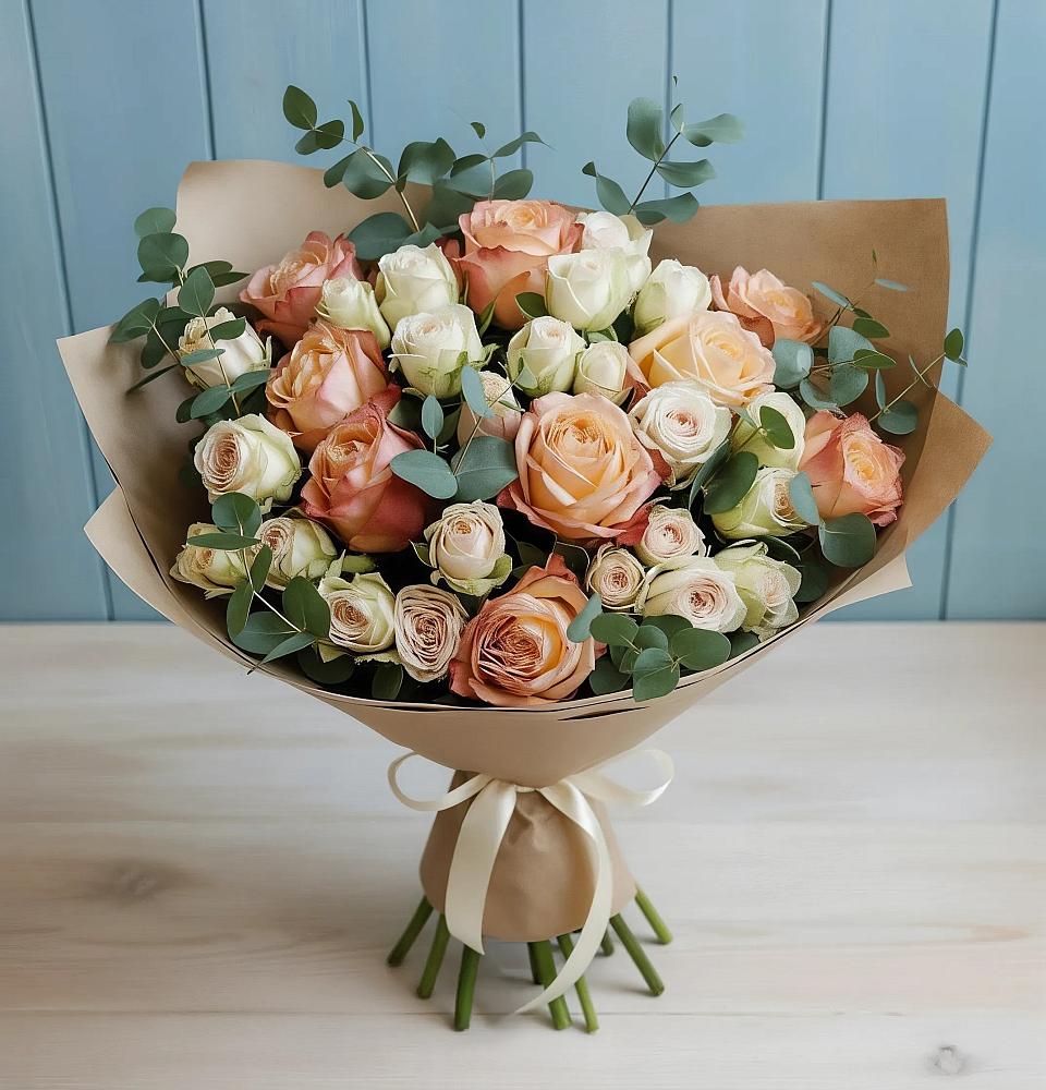 Букет цветов из: Альстромерии и Розы в Деревне Барвиха