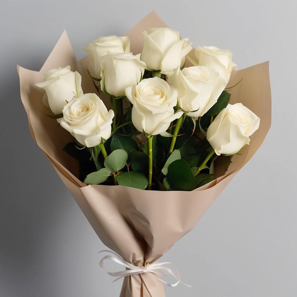 Букет 9 Белых роз Эдлесс Лав в Деревне Барвиха