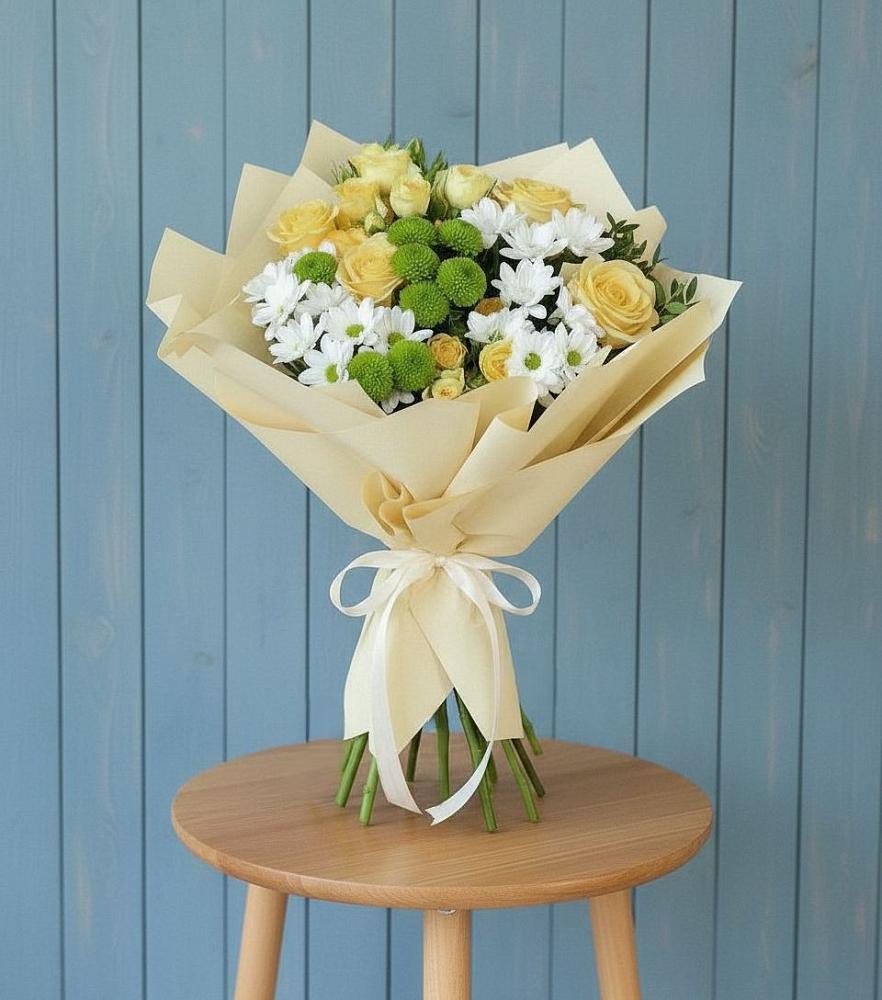 Букет цветов из: Хризантемы и Розы в Деревне Барвиха