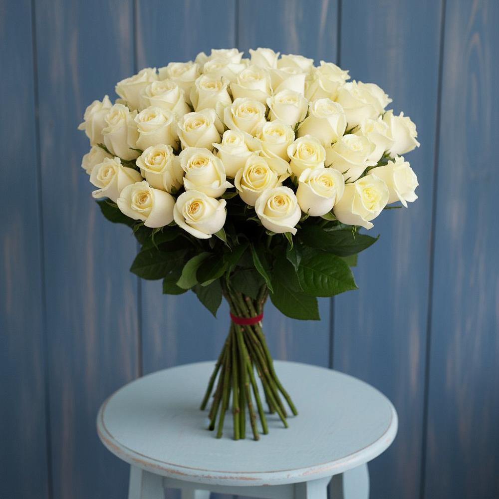 Букет 51 Белая роза Эдлесс Лав в Деревне Барвиха