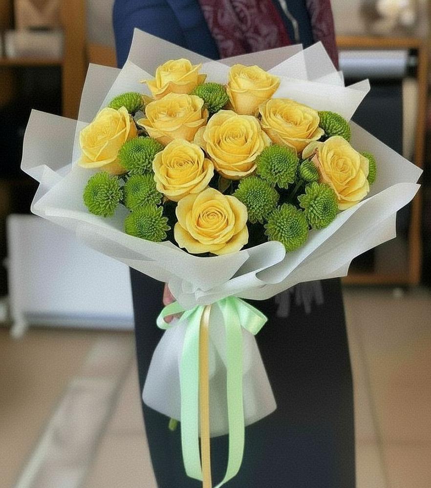 Букет цветов из: Хризантемы и Розы в Деревне Барвиха