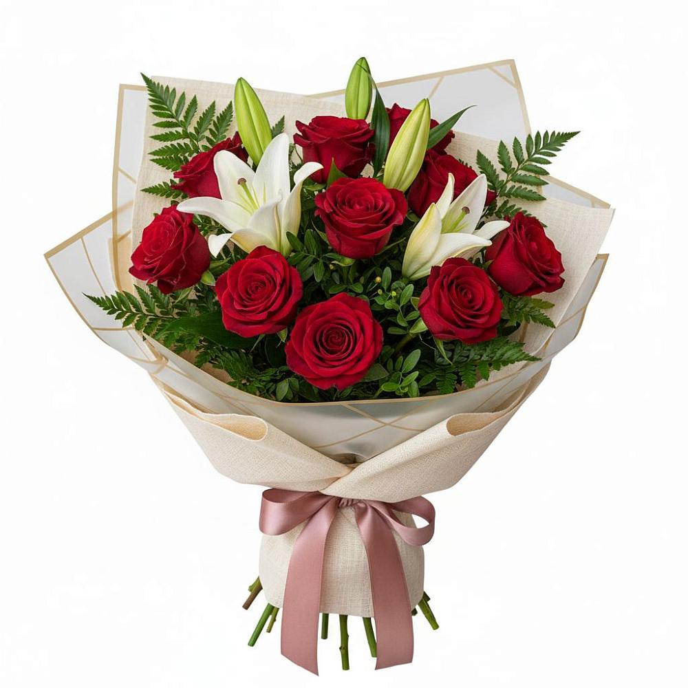 Букет цветов из: Лилии и Розы в Деревне Барвиха