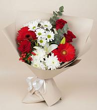 Букет цветов из:  Розы, Хризантемы, Герберы и Лилии в Деревне Барвиха