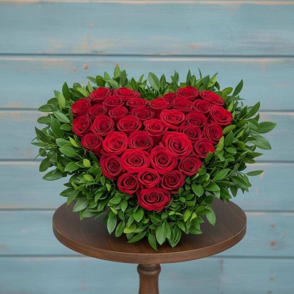 Цветочная композиция из Розы в виде сердца в Деревне Барвиха