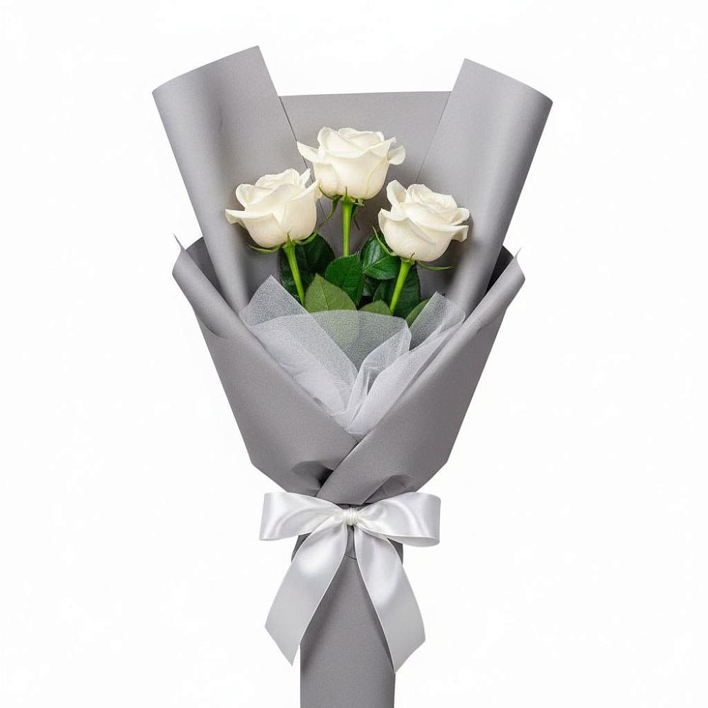 Букет 3 белые розы в Деревне Барвиха
