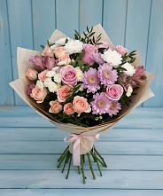 Букет цветов из:  Хризантемы, Розы и Альстромерии в Деревне Барвиха