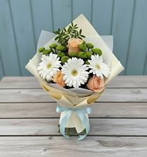 Букет цветов из:  Герберы, Розы и Хризантемы в Деревне Барвиха