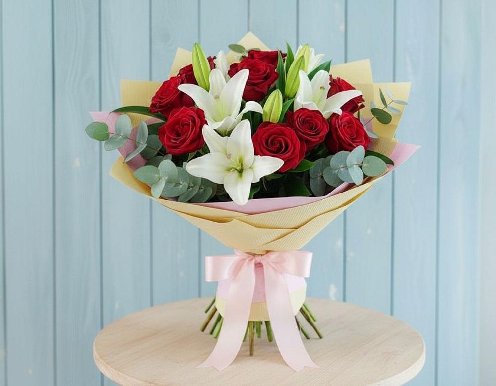 Букет цветов из: Лилии и Розы в Деревне Барвиха